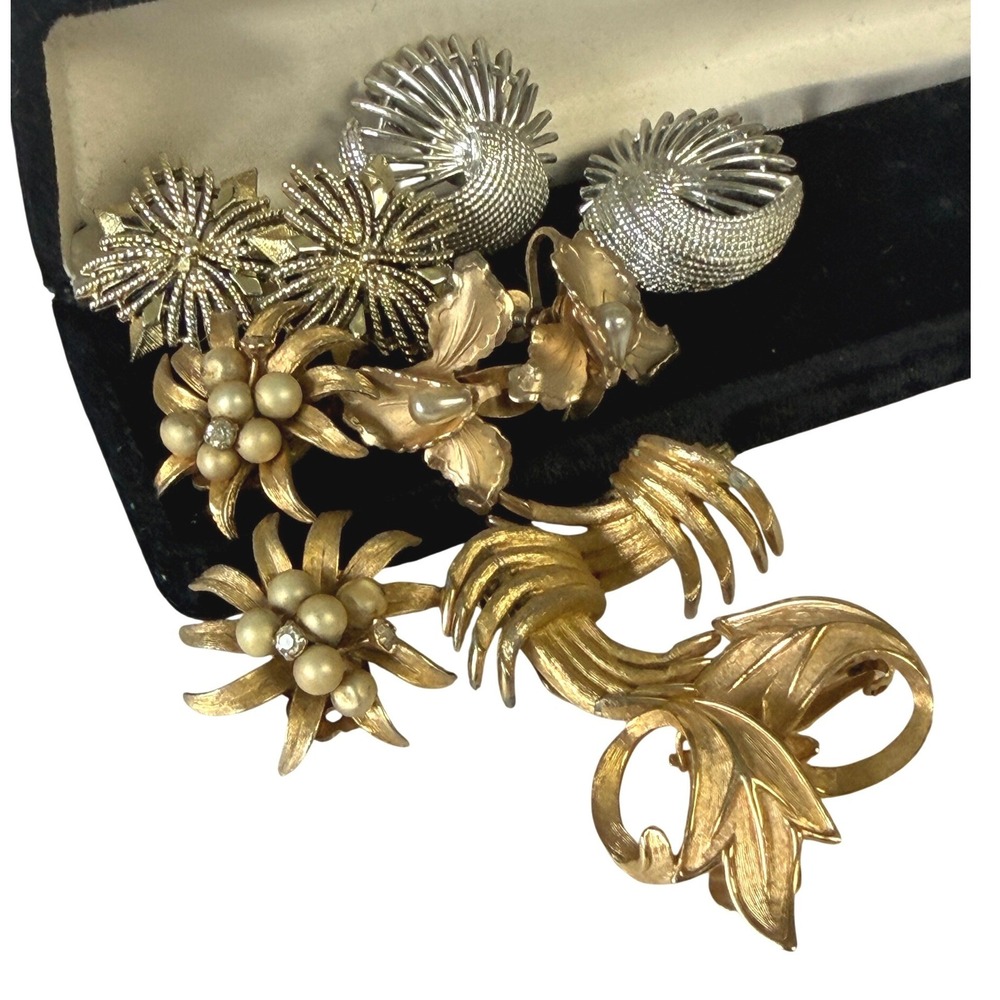 Vintage Monet Coventry Coro Clip-On Screw-Back Earring Lot Gold Silver Tone 6pr